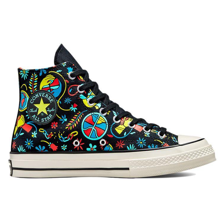 Converse Chuck 70 High Peace & Unity Unisex Sneakers Multi-Color Black Poppy-Glow 172259C