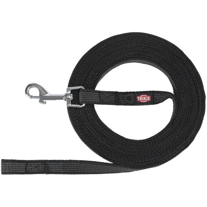 Laisse De Suivi Pour Chien - Trixie - 10 M - Caoutchoutée - Boucle Pratique - Noir