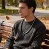 Stainless Steel Volcano Stone Tiger Eye Necklace For Men With Geometric Design And Handmade Craftsmanship