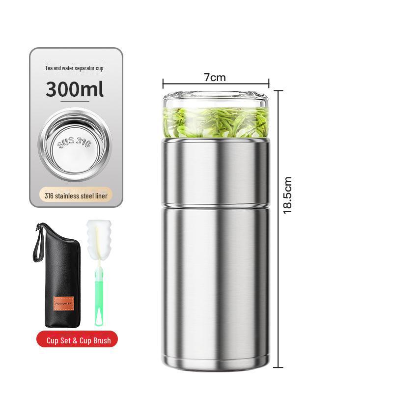 "Portable 316 Stainless Steel Tea Separator Thermos Cup - Unisex Design, Ideal for Tea Brewing and Gifting."