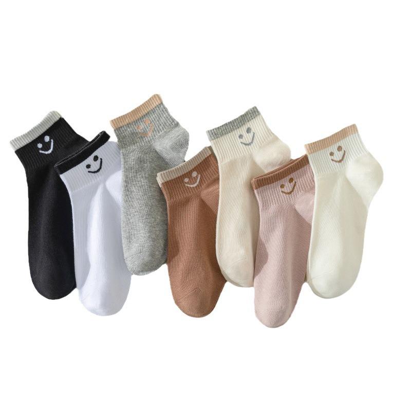 Smiley Face Damen-Knöchelsocken aus atmungsaktiver Baumwolle im japanischen Stil