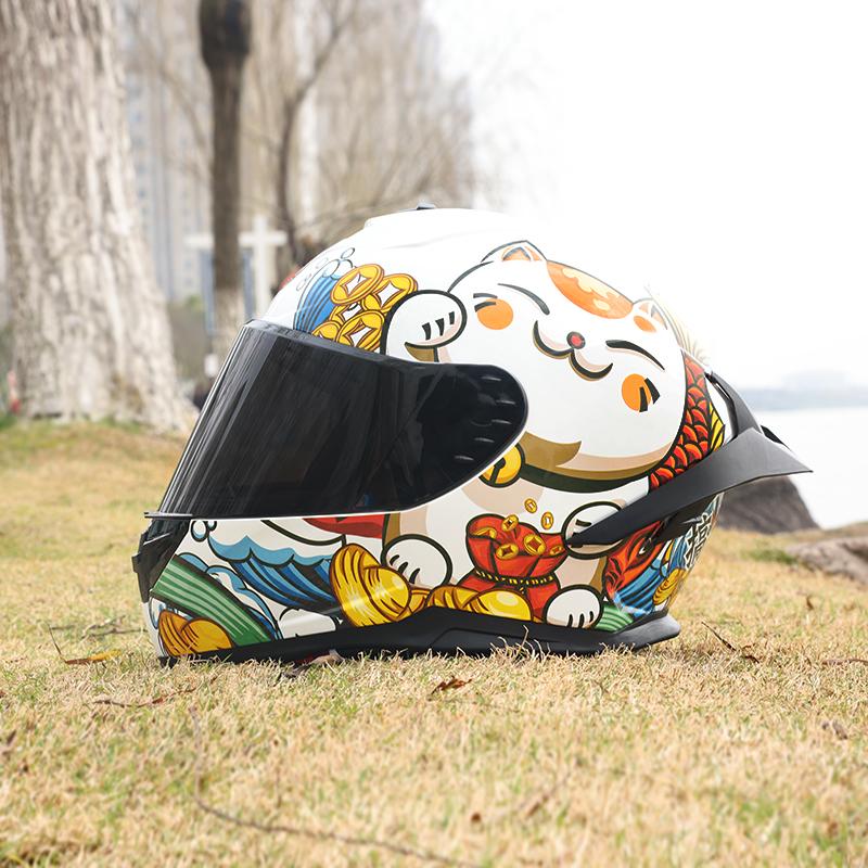 966Motorcycle helmets, men's and women's full face helmets, four season personalized large tail wing motorcycle running helmets