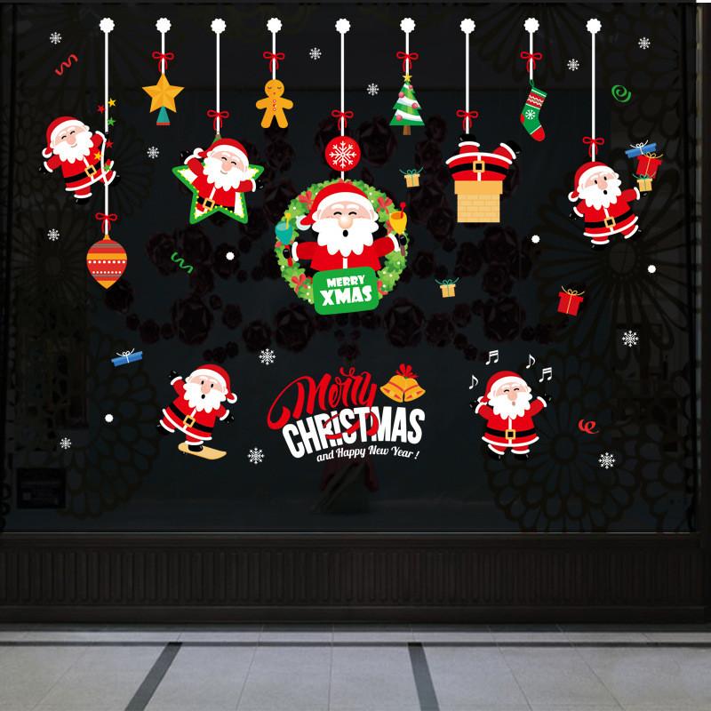 New Year Window  PVC Wall Decoration ChristmasThanksgiving Easter Halloween DIY Wall Decoration Christmas Home Decoration