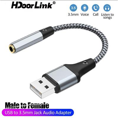 HdoorLink מתאם אודיו USB לשקע 3.5 מ"מ למחשבים שולחניים ומחבר אודיו מיקרופון כרטיס קול חיצוני למחשבים ניידים