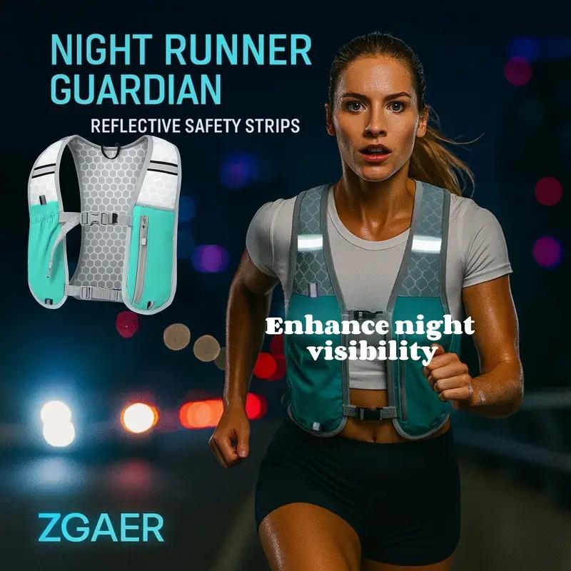 Breathable Waterproof Running Vest Backpack with Reflective Strips for Night Cycling and Casual Use