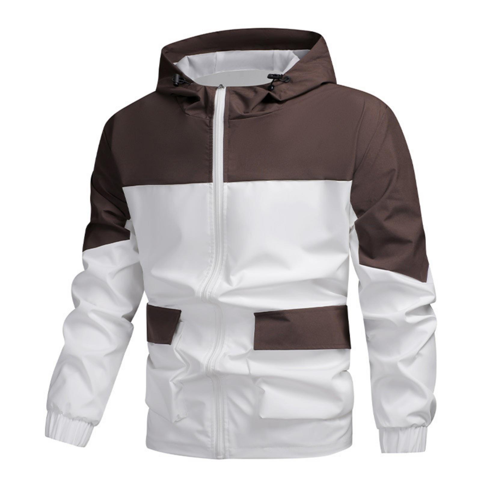 

Men s And Women s Hooded Jackets, Workwear Color-blocked Coats, Men s Sporty Casual Light Loose Windproof Zipper Coats XXL