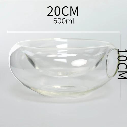 Transparente Hochtemperatur-Glasschüssel mit Seitenöffnung Trockeneis-Schüssel Kreatives Küchengeschirr Spezielle Restaurant Salatschüssel