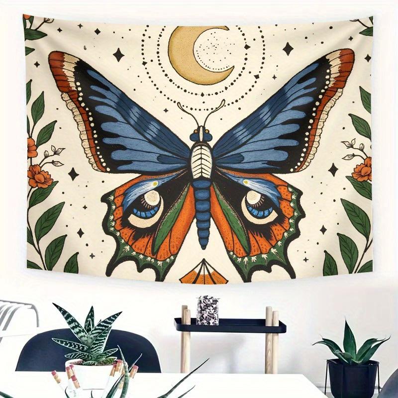 

Celestial Butterfly Tapestry Mystical Moon Stars Design Boho Witchy Art Polyester 5161 in for Bedroom or Dorm 74x94cm(29x37in)