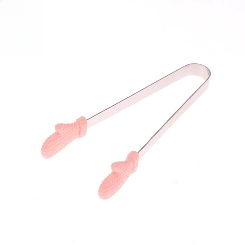 1PC Mini Silicone Food Clips Stainless Steel Handle Palm Stainless Steel Lovely Antiskid Snacks Tweezers Not Nirty Hand Tools