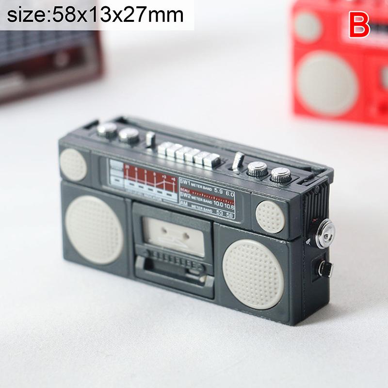 1/12 Dollhouse Miniature Radio Simulation Old-Fashion Retro Radio Model Mini Tape-recorder Doll House Furniture Accessories