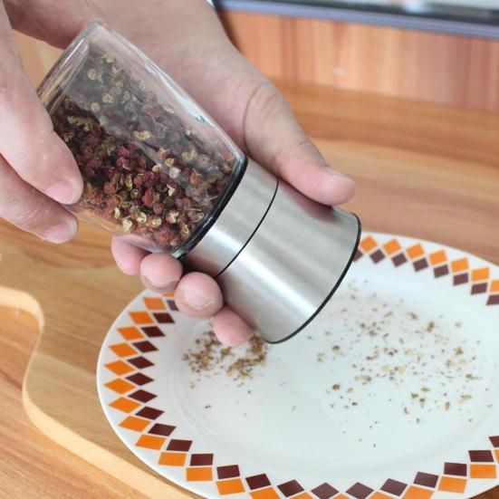 1/2Pcs Pepper Grinder Visible Transparent Glass Ceramic Core Manual Grinder Sea Salt Powder Grinder Seasoning Bottle Jar