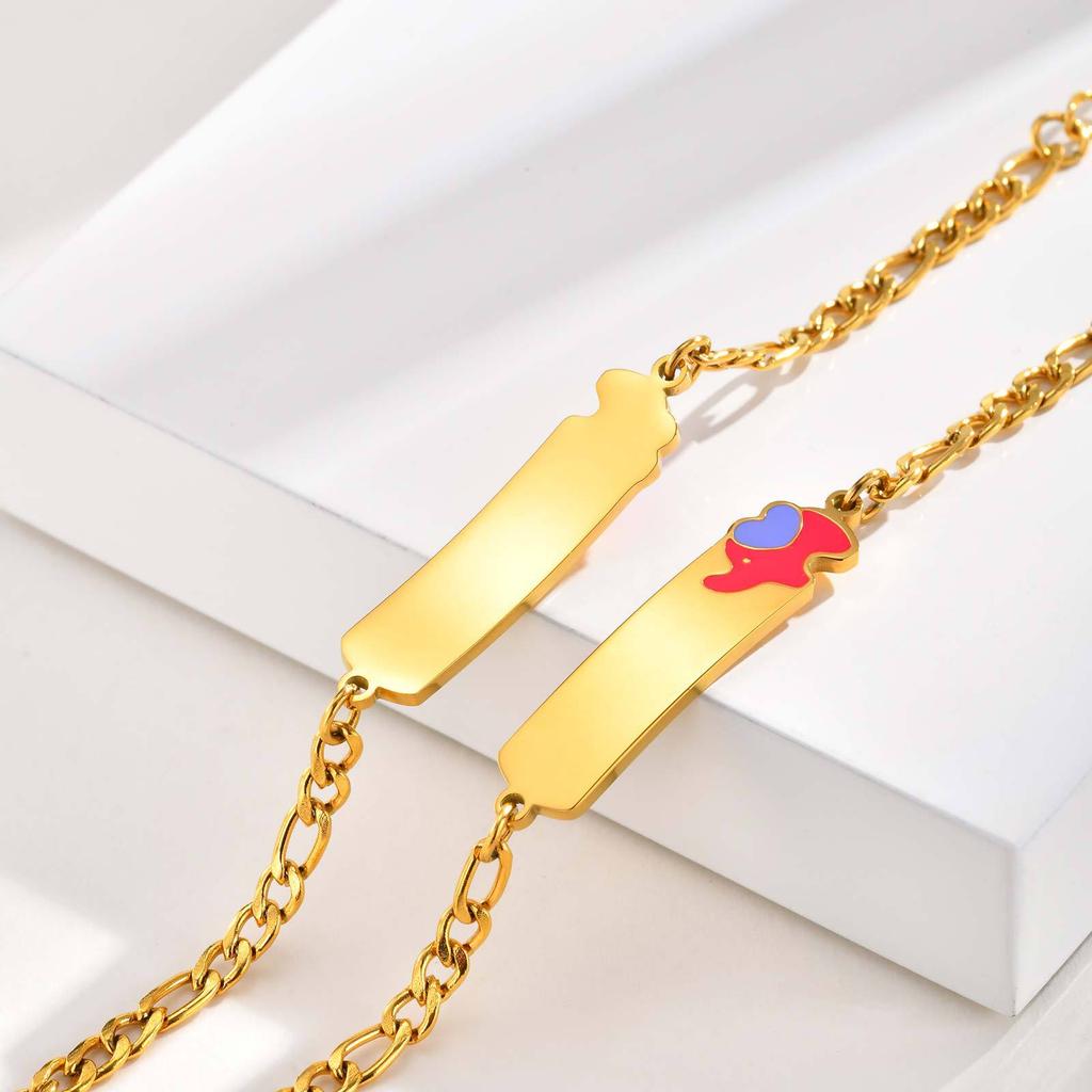 A Variety Of Fashionable And Personalized Women'S Children'S Cute Elements Epoxy Stainless Steel Gold Bracelet Length 12-17Cm