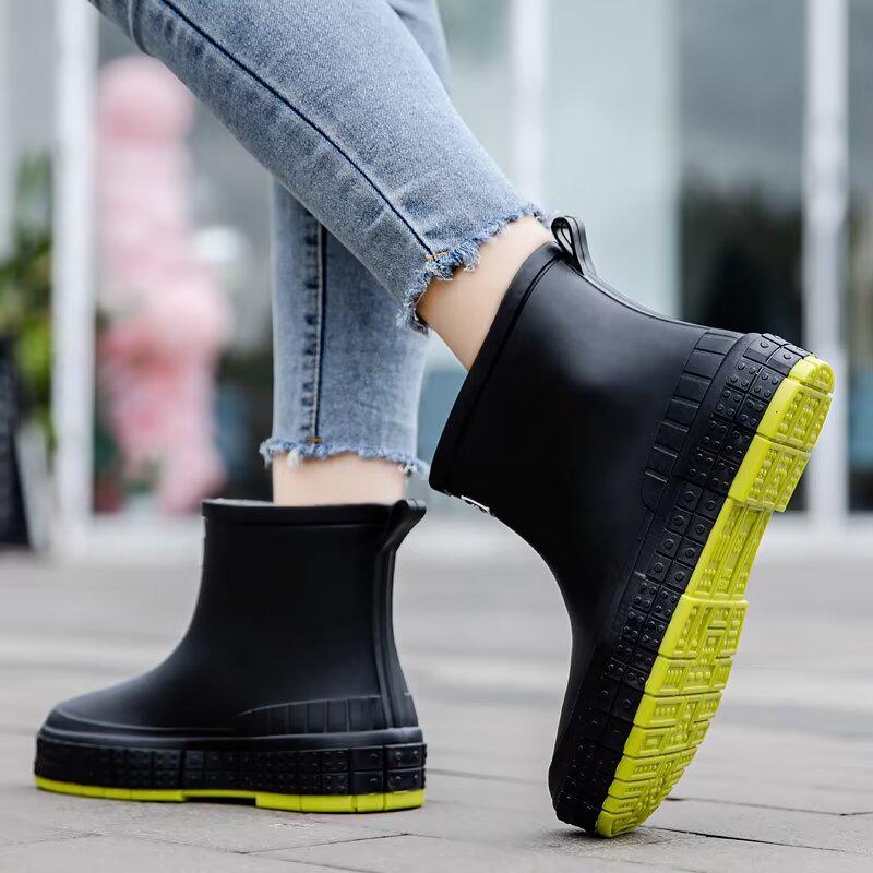 Japanese Style Women's Lightweight Waterproof Galoshes - Non-Slip Short Ankle Rain Boots