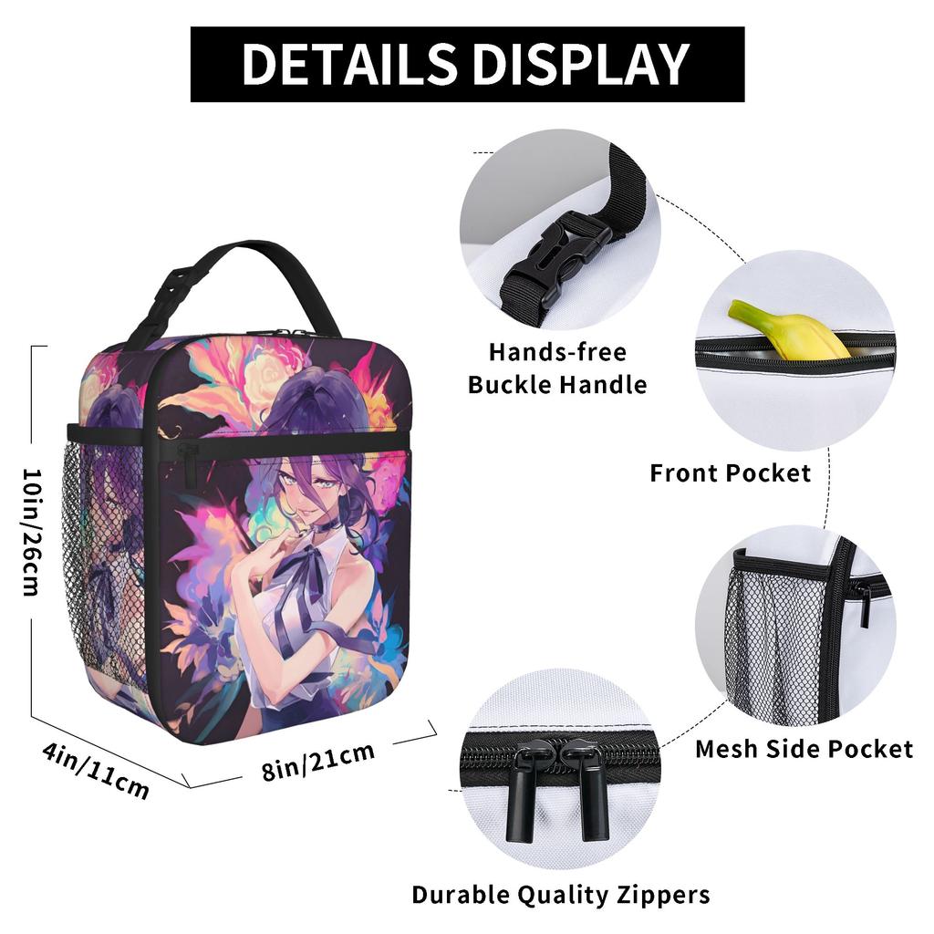 Pochita C-Chainsaws Man Heat-keeping Meal Tote High Capacity Manga Anime Reusable Thermal Bag Tote Lunch Box Work  Field Female Male