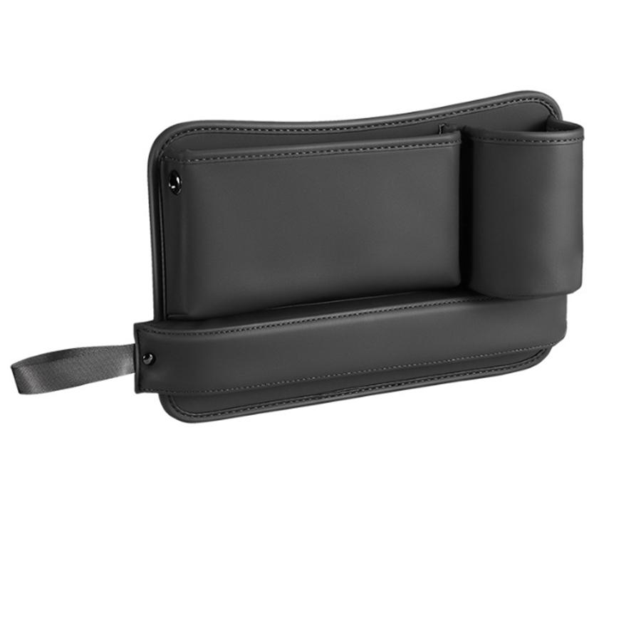 PU Leather Car Console Right Seat Gap Catcher Crevice Organizer Box Cup Holder