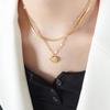 Double Layer Heart Pendant Titanium Necklace - Hip Hop Style, Non-fading Fashion Clavicle Chain for Women
