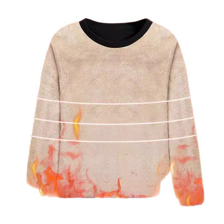 Herren Sweatshirt aus Lammwolle im amerikanischen Stil, mit Samtfutter, warm, verschleißfest, kältebeständig, Rundhalsausschnitt.
