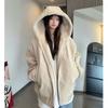 Winter PU Leather Hooded Puffer Jacket Men Women Thick Warm Cotton-Padded Coat With Faux Fur Collar Loose Fit Multiple