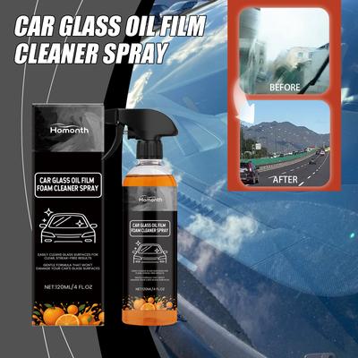 Car Glass Oil Film Cleaner Spray Glass Car Window Stain Remover Cleaning Agent Brightening Agent Quickly Cleans Removes Oil Film