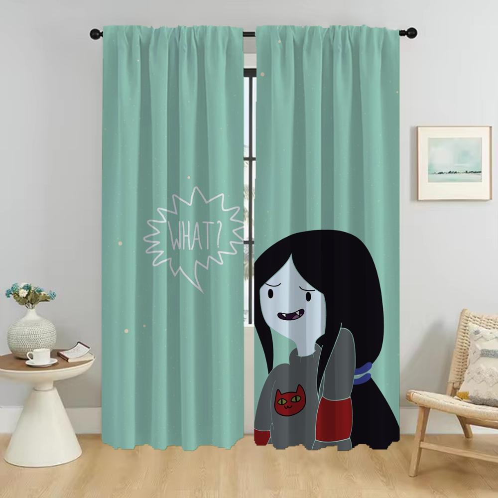 Adventure Times Home Interior Curtains 2 Pieces Elegant Room Curtains for Living Room Tulle for Bedroom Halloween Decoration
