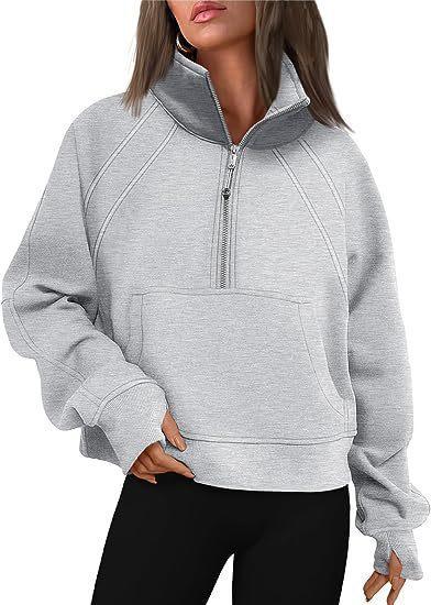 Women S Half Zip Stand Collar Solid Long Sleeve Casual Sweatshirt S
