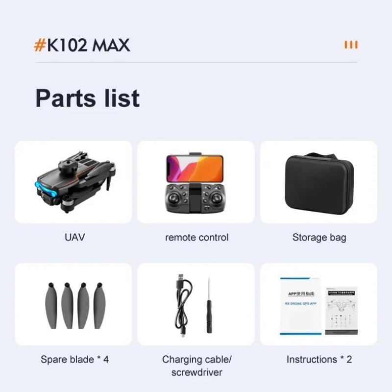 New K102 Max Mini Drone 8K HD Camera Optical Flow Drones Aerial Photography Quadcopter 360° Intelligent Obstacle Avoidance 5G WIFI FPV Dron RC Toy UAV