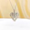 Copper-Plated Gold Peach Heart Angel Wings Necklace with Openable Diamond Inlaid Pendant