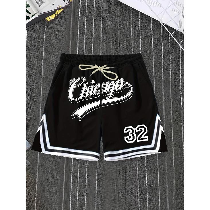 New Basketball Shorts Summer Chicago 32 Printed Basketball Shorts Casual Sports Loose Outdoor Sports Shorts Sweatpants Moto XL