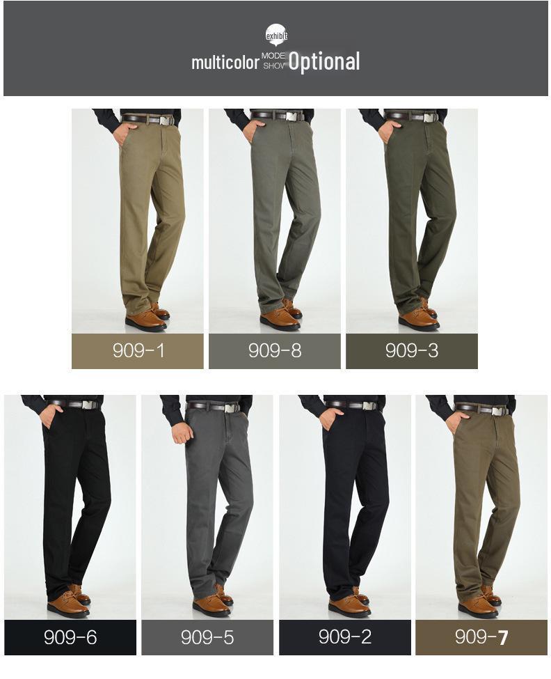 Men's Thick Cotton Casual High-Waisted Straight-Leg Pants for Autumn and Winter