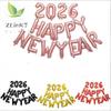 1pc 2026 Happy New Year Metallic Foil Balloons Festive Decor For Parties Celebration Home Decoration