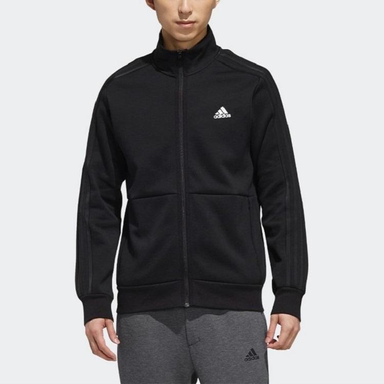 Adidas Casual Sports Full Zip Stand Collar Jacket Men Jackets Black EH3808