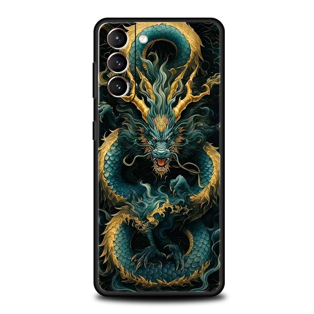Custodia per Telefono Chinoiserie Fiore Drago Loong per Samsung Galaxy S26 S25 S24 S23 S22 S20 S21 FE Ultra S25 Edge Plus Cover Morbida in TPU