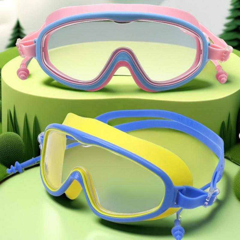 Kids Swimming Goggles Big Frame HD Wide View Anti-Fog Waterproof Soft Silicone Swim Mask for Kids Swim Training