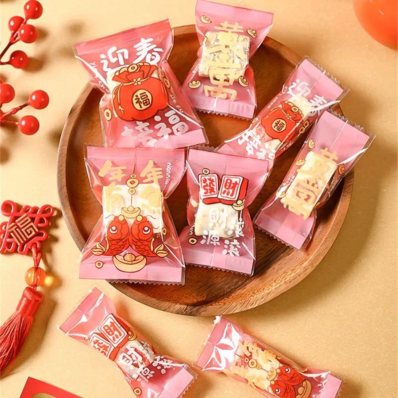 100Pcs Plastic Candy Bags Snowflake Crispy Baking Cookie Machine Sealed Chinese New Year Party Gift Packaging