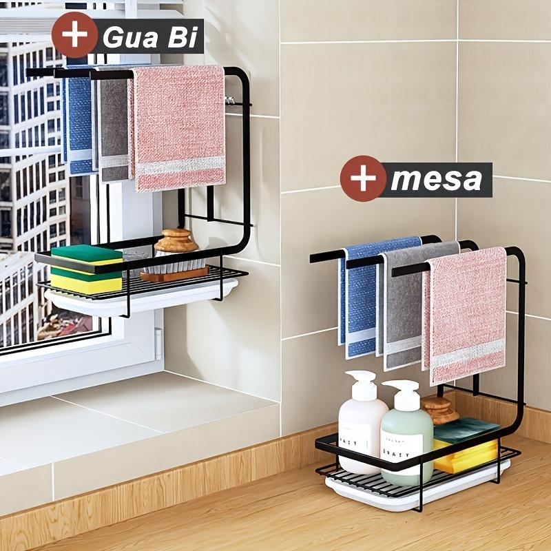 1 Stück Handtuchhalter für Restaurantküchen, an der Wand montiertes perforiertes Tisch-Aufbewahrungsregal, Abtropfgestell mit Scheuerschwamm und Stahldrahtkugel