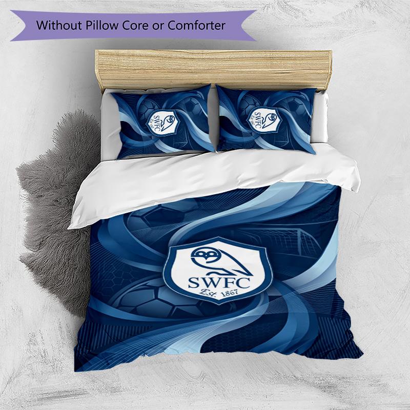 Sheffield Wednesday Football Printed 3 Pieces Bedding Set, Comfortable Skin Friendly Bedroom Duvet Cover Set