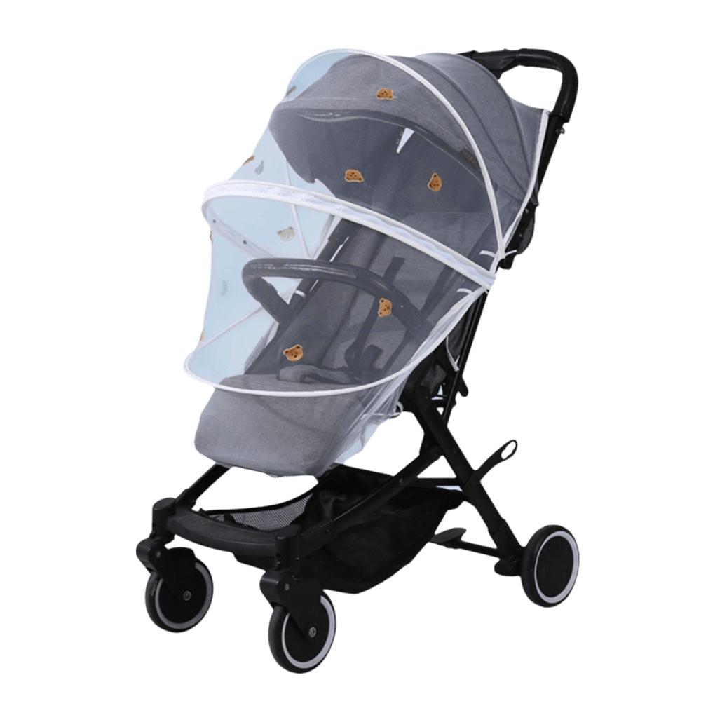 Ventilate Stroller Mosquito Net Mesh Zipper Pushchair Mosquito Net Cartoon Embroidery Folding Baby Mosquito Cover Summer