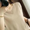 Women's Ice Silk Knitted T-shirt Hollow Out Color Blocked Knitted Shirt Loose Western Style Top