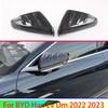 For BYD Han Ev Dm   Car Accessories Carbon Fiber Style Door Side Mirror Cover Trim Rear View Cap Overlay Molding Garnish