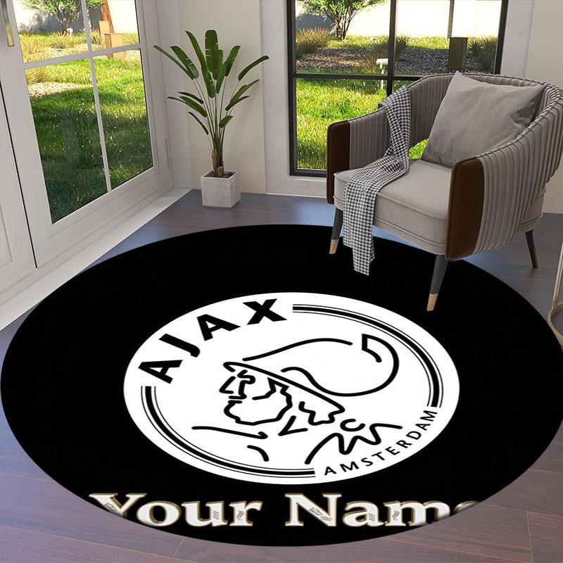 AFC Ajax Custom Name Round Area Rug,Carpet Rug for Living Room Bedroom Sofa Playroom Decor,Non-slip Floor Mat