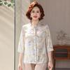 2026 New Fashion Lapel Printed Chiffon Shirt for Middle-Aged & Elderly Women - Three-Quarter Sleeves & Lightweight Design
