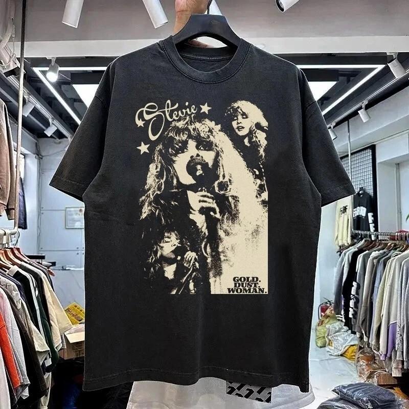 Stevie Nicks Fleetwood Mac 90s Poster Gold Dust Woman Black T shirt Reprint Unisex T-Shirt S