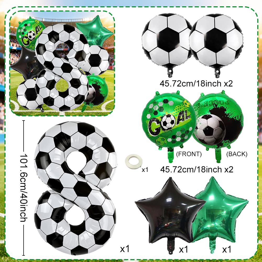 Football Digital Balloon Party Decoration Balloon Football Printed Digital Balloon 0-9 for Football Theme Birthday Party Balloon