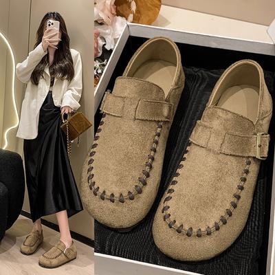Autumn New Women's One-pedal Soft Sole Comfortable Shallow Mouth Two Wear Casual Retro Trendy Single Shoes Women