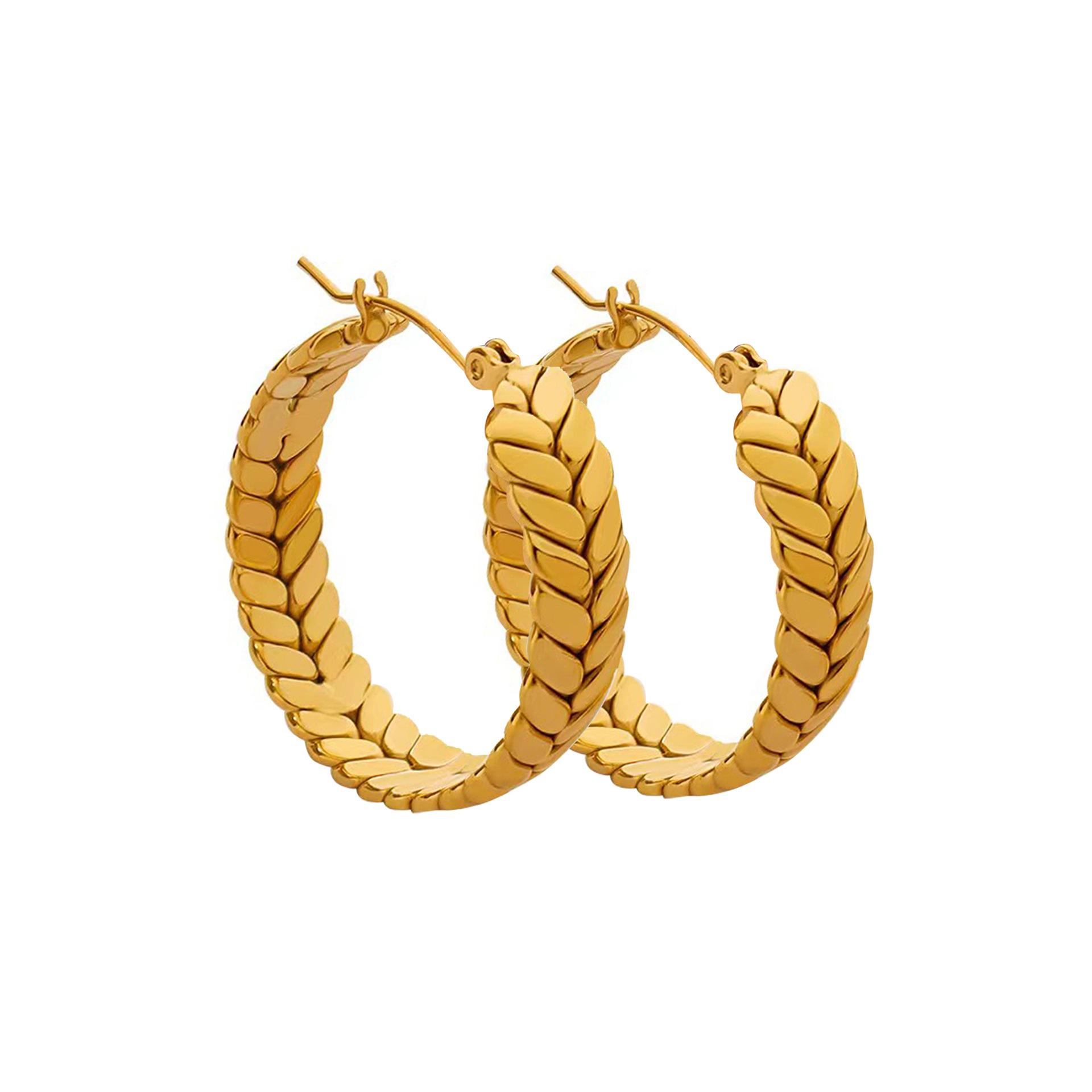 

Серьги Niche Design с пшеничным зерном, покрытые нержавеющей сталью 18-каратного золота, темпераментные серьги премиум-класса золотой