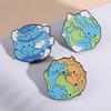 Cute Cartoon Creative Earth Ocean Protection Brooch Adorable Cat Planet Pin For Accessories