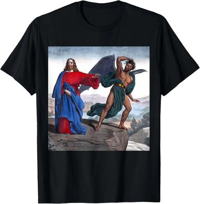 Jesus Satan versucht Christus auf dem Berg 100% Baumwolle T-Shirt Herren T-Shirts Top