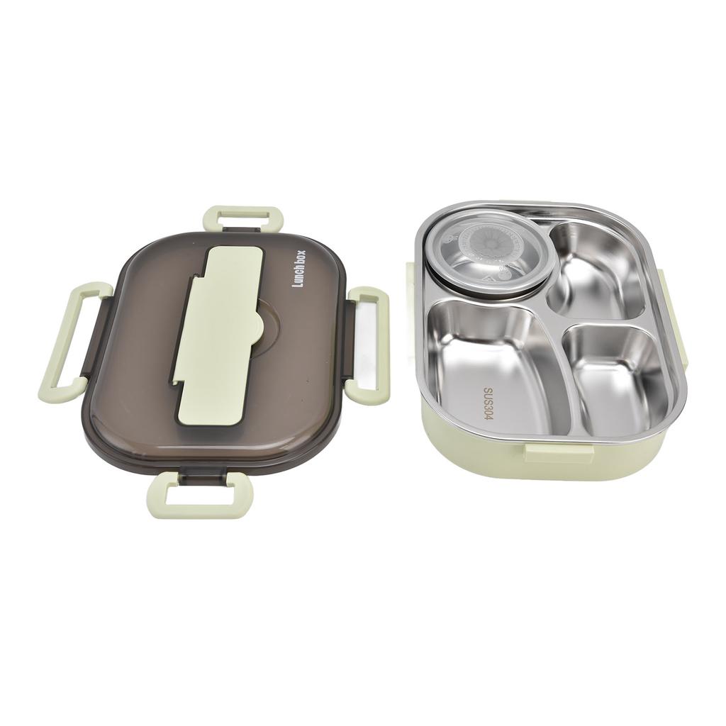 Portable Kids 304 Stainless Steel Lunch Box 1.3L Four Compartment  Box with Soup Bowl Chopsticks Spoon Portable Lunch Box