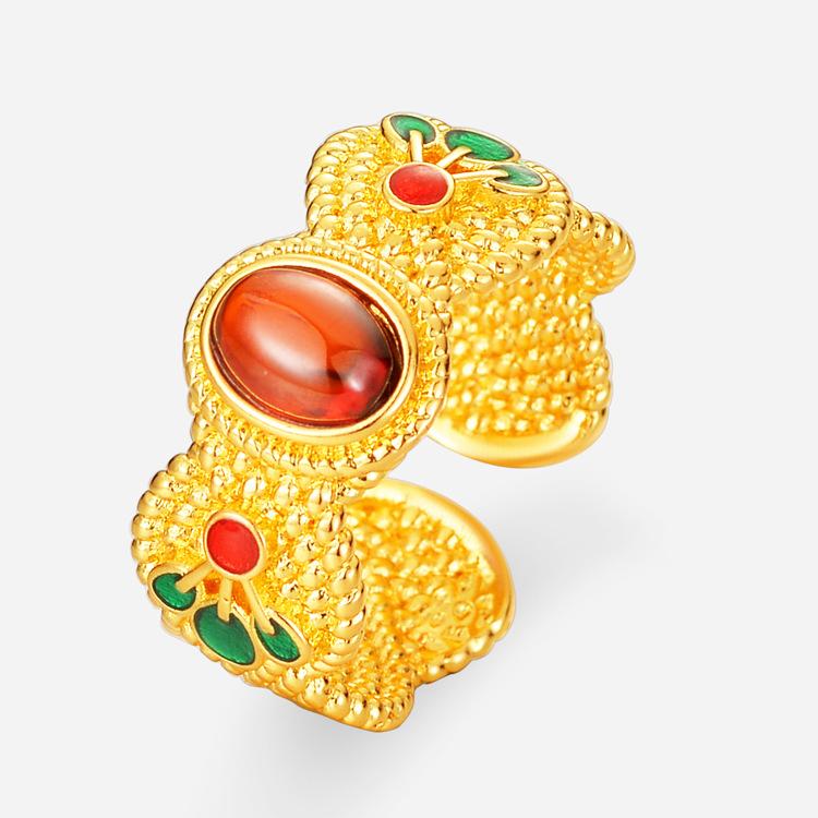 

Цветочный шелк эпоксидный малахит зеленый позолоченный золотой древний твист старинный стиль легкий роскошный популярный традиционный открытый женский плетеный колечко adjustable золотой