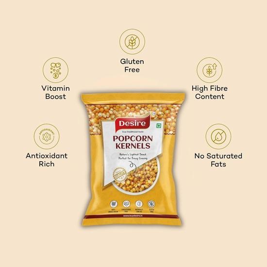 Desire Maiskörner zum Popcorn machen, 500g | Jumbo Makkai Popcornkerne | Importiert, Hohe Expansion, A-Qualität für Gourmet-Popcorn